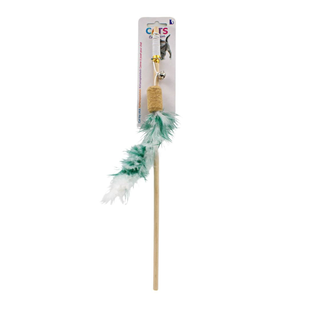 Jucărie interactivă băț pisici puf alb-verde 40cm