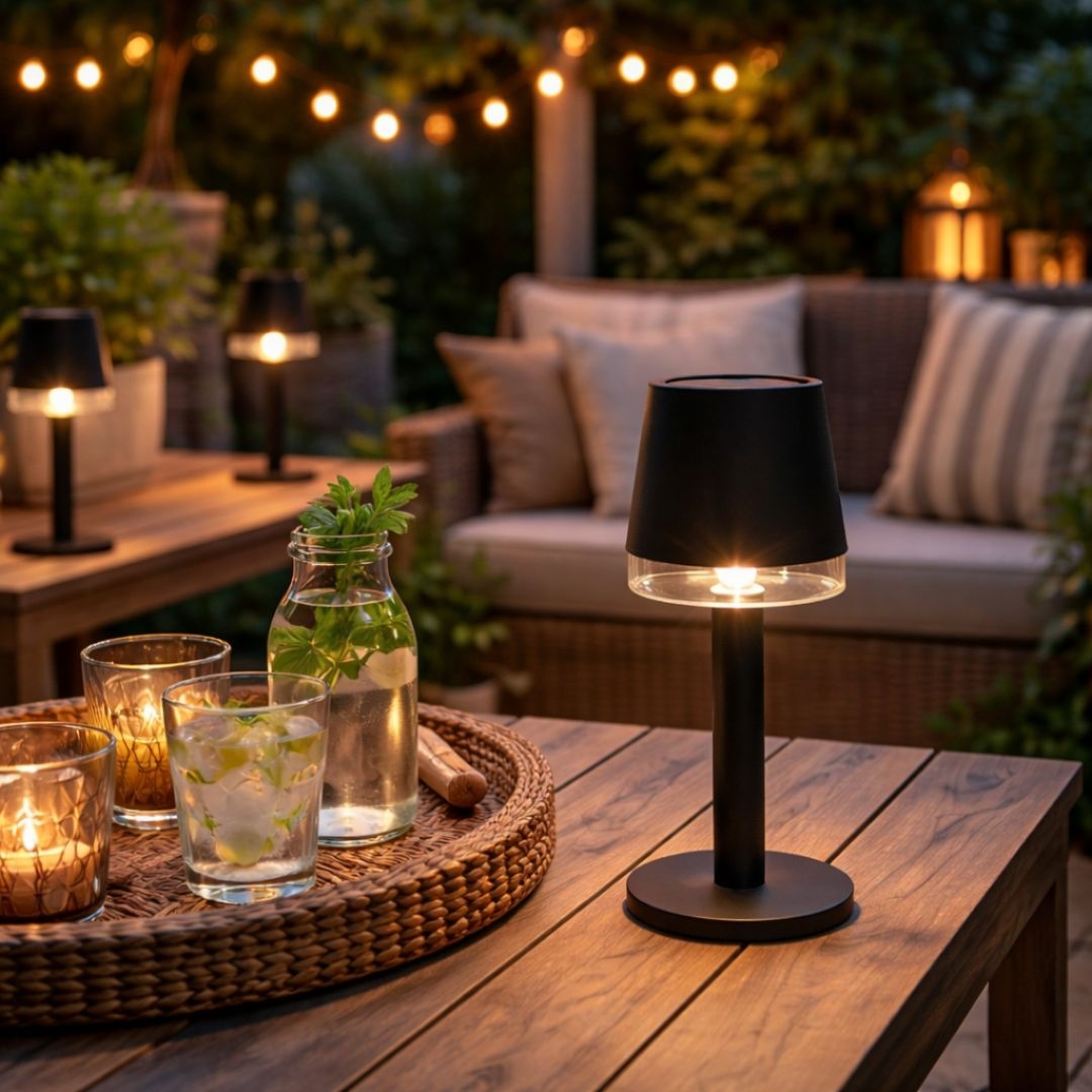 Lampă solară cu LED, pentru grădină, terasă și exterior, culoare negru