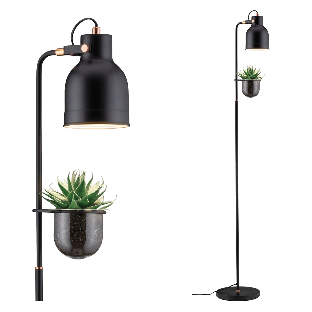 Lampadar Neordic Elric pentru plante, max 1x20W, bec E27, culoare negru/cupru 230V din metal și sticlă