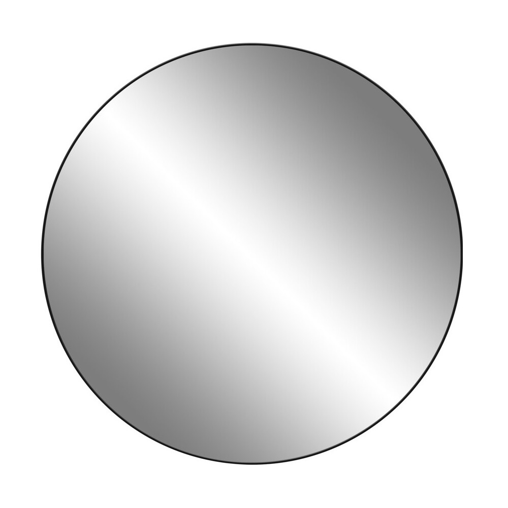 Oglindă de perete, ramă metalică rotundă, culoarea neagră, 75 cm