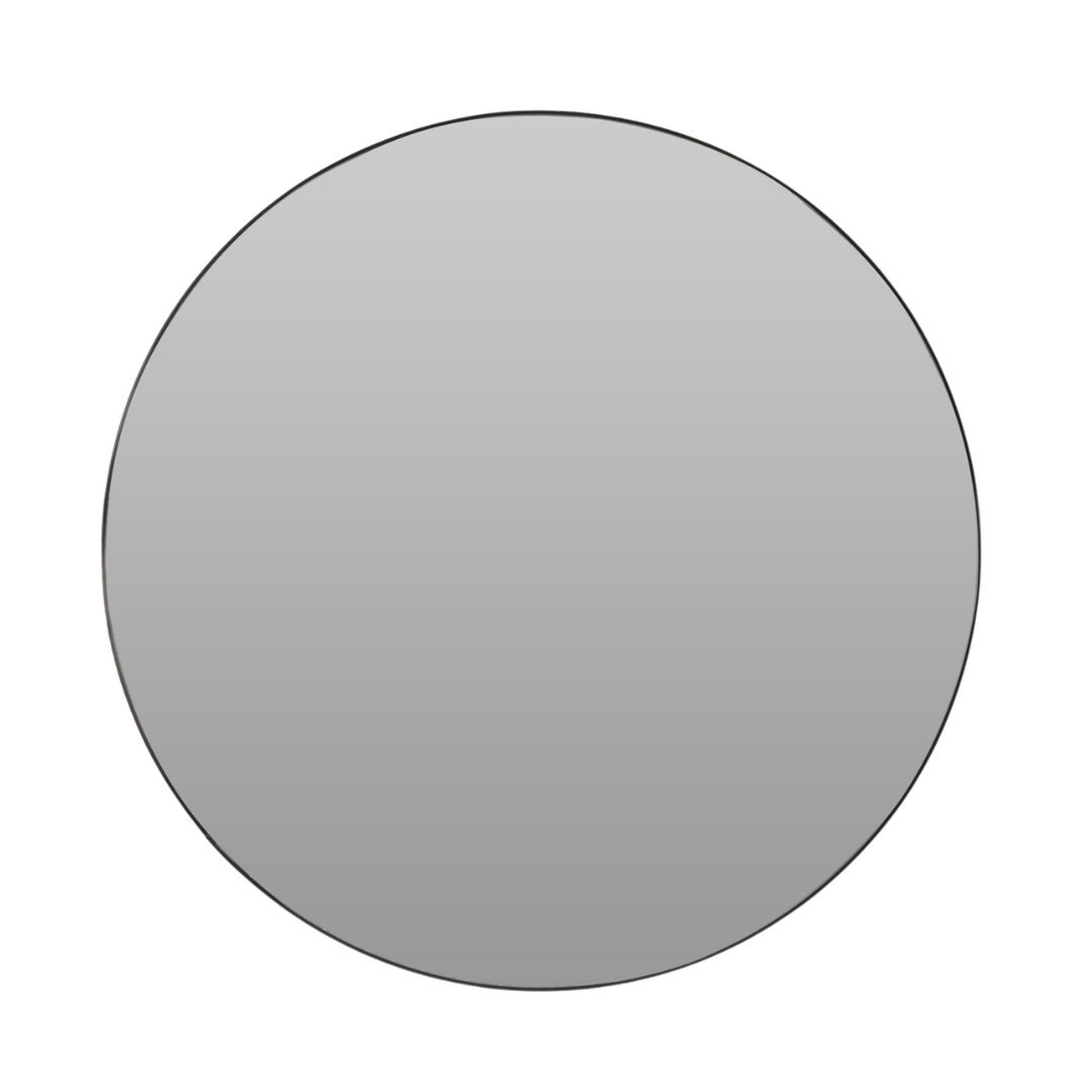 Oglindă de perete, ramă rotundă metalică, culoarea neagră, 55 cm