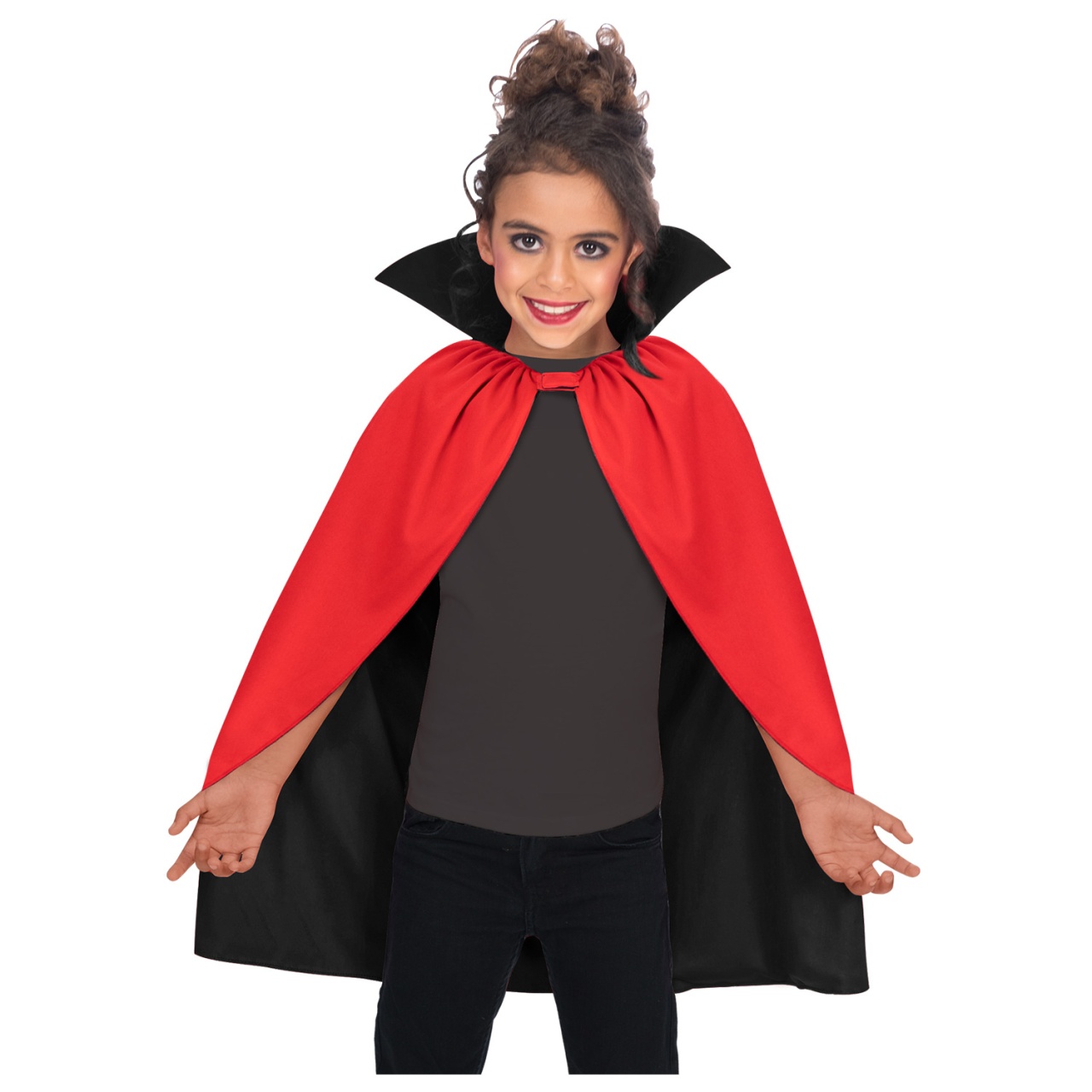 Pelerină reversibilă, Halloween, cu guler, pentru copii, culoarea negru-roșu, one size