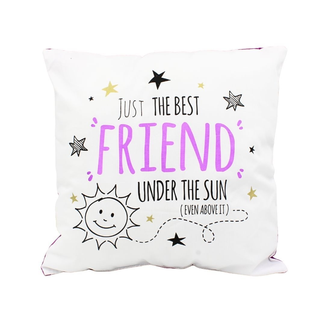 Pernă personalizată cu mesaj, Nekupto - "Just the Best Friend Under the Sun", 30x30 cm, bumbac