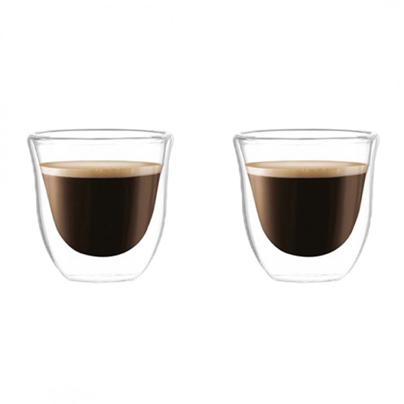 Set 2 pahare cafea, pereți dubli, sticlă borosilicată, 70 ml