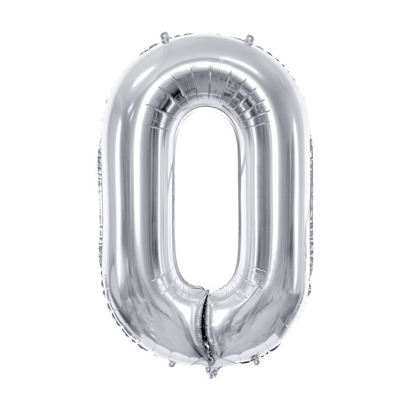 Balon cifra 0, argintiu, 35 cm