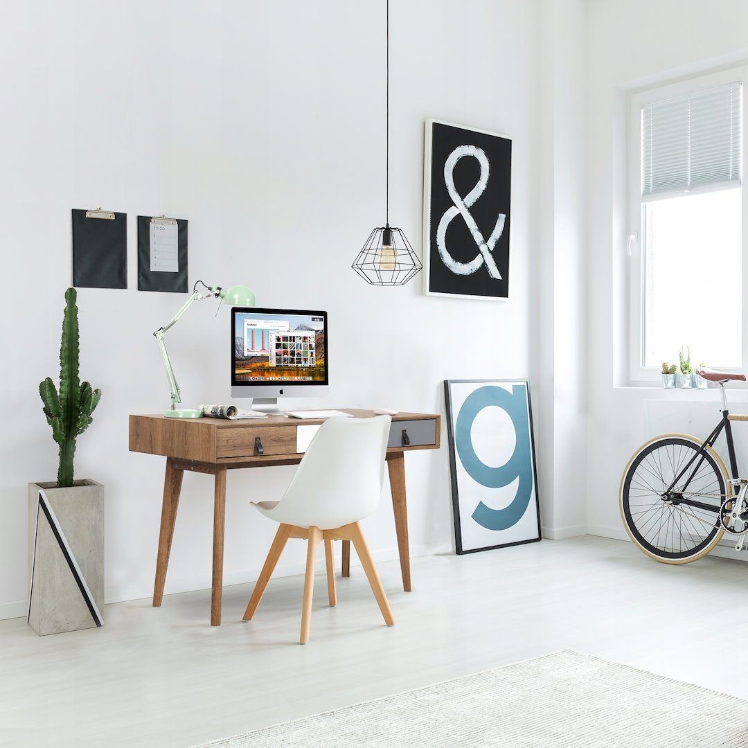 Birou Jumi, cu 3 sertare, 120x55x75 cm, design modern din lemn MDF, culoare stejar deschis