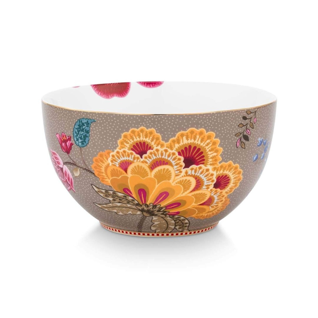 Bol din porțelan, Pip Studio, Khaki, 18 cm, colecția Blooming Tales