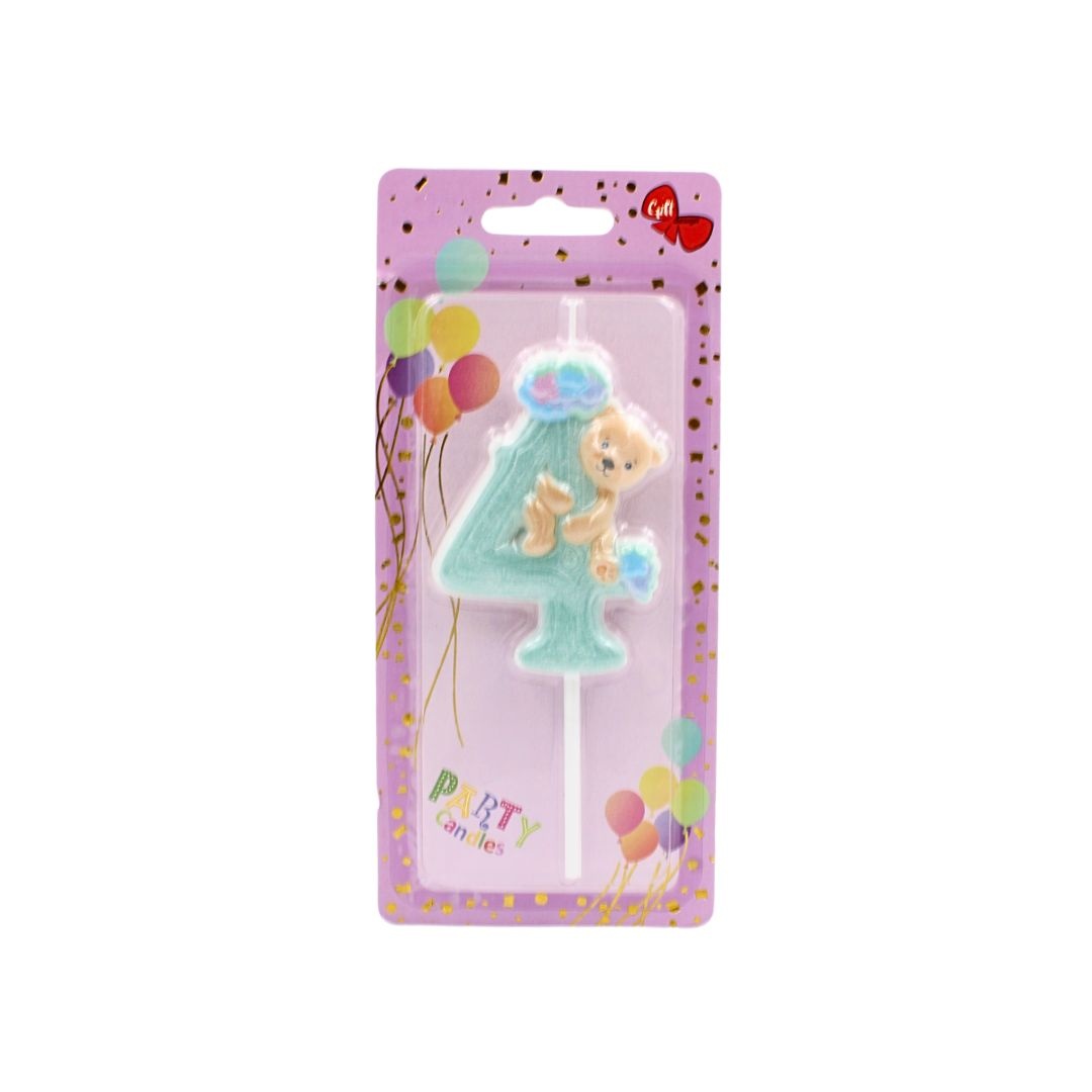 Lumânare aniversară, pentru copii, cifra 4, Giftdesign, 8 cm