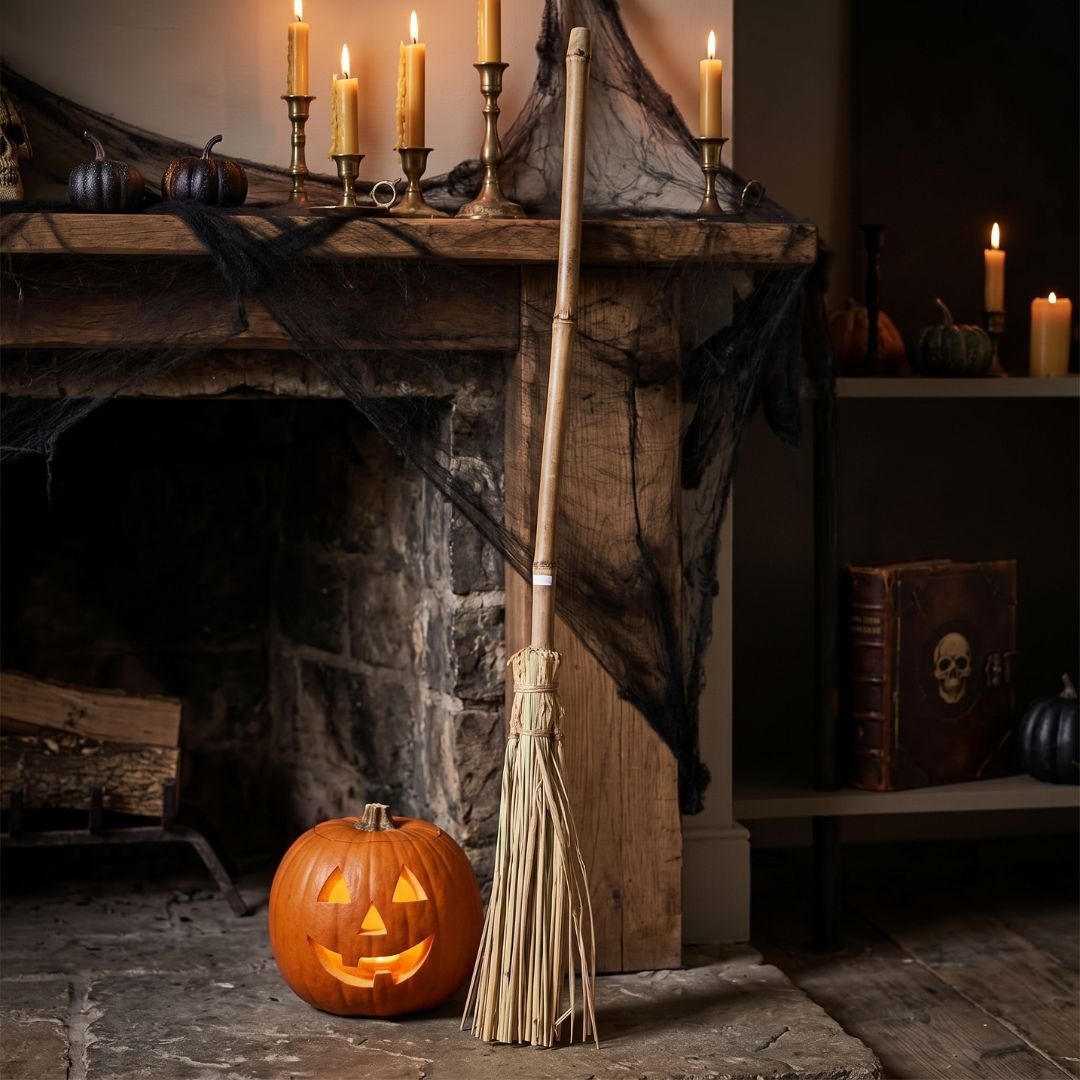 Matură decorativă, din paie, pentru a completa deghizarea de Halloween, 90 cm