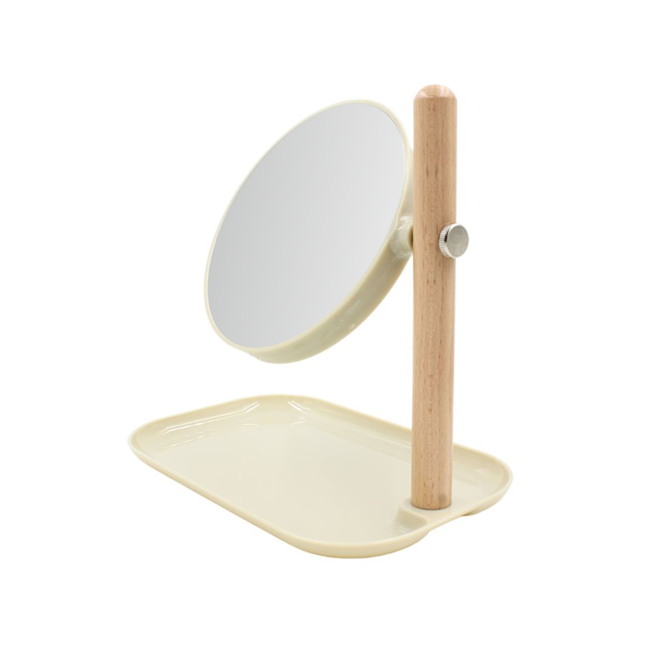 Oglindă machiaj, Bathroom Solution, 15.5 x 22 cm, culoarea bej