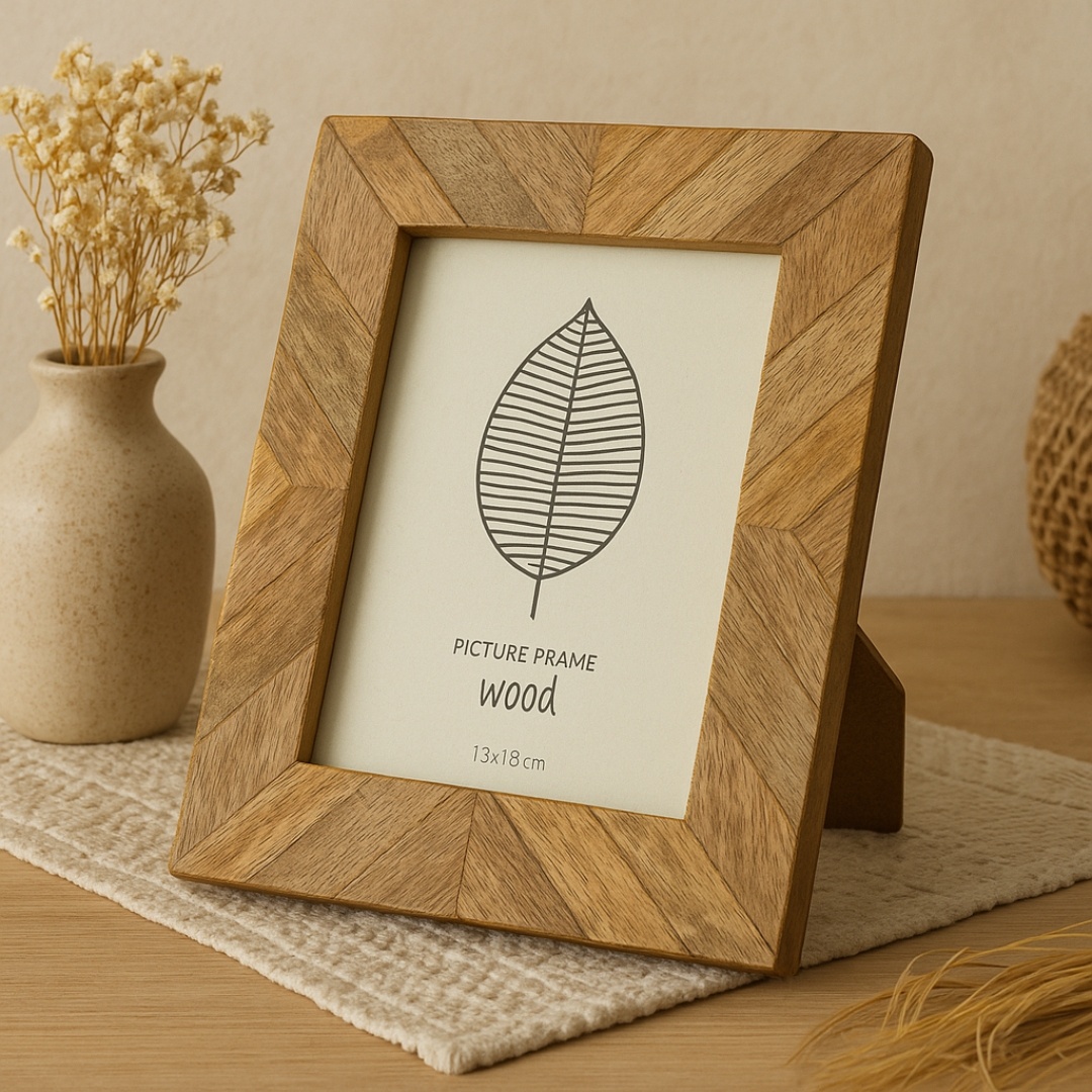 Ramă foto, din lemn de mango, 13x18 cm – model rustic cu textură naturală