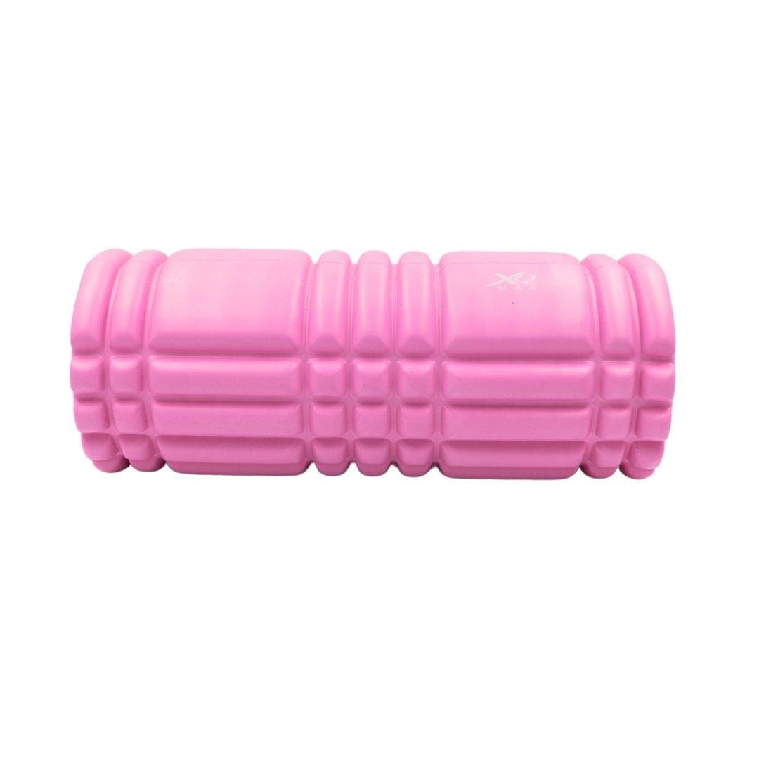Rolă cilindru masaj XQ Max, din spumă, pentru yoga, roz, 33x14 cm