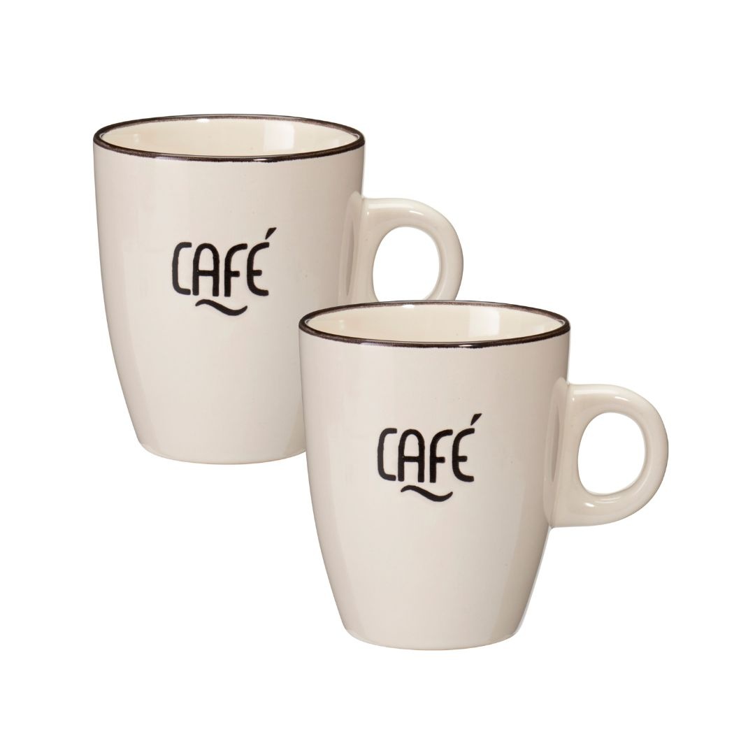 Set 2 căni Excellent Houseware, 220 ml, ceramică, model CAFÉ