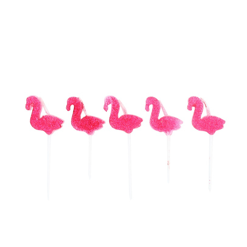 Set 5 lumânări Flamingo Ciclam Glitter