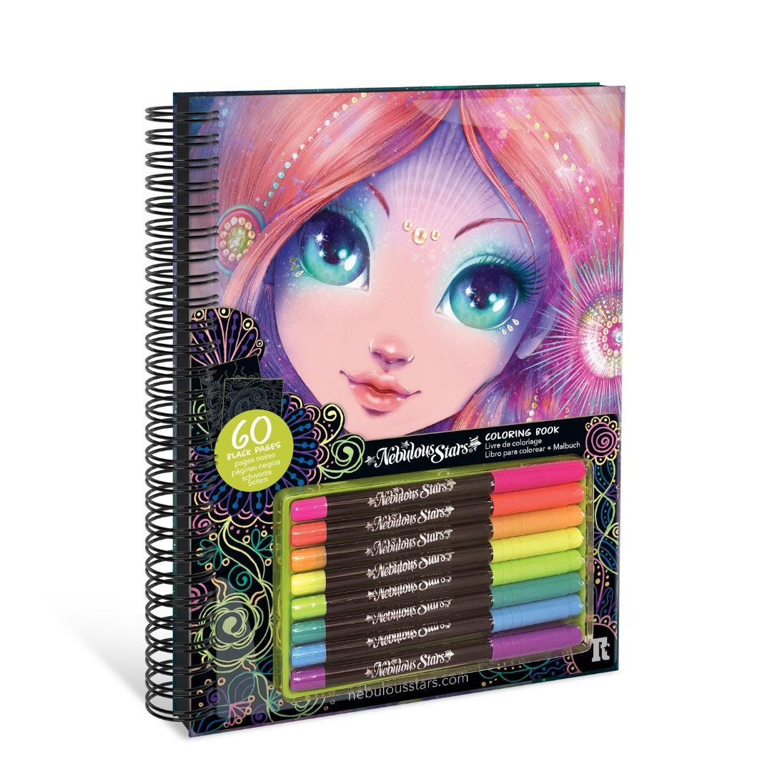 Set carte de colorat Coralia cu carioci neon - Nebulous Stars