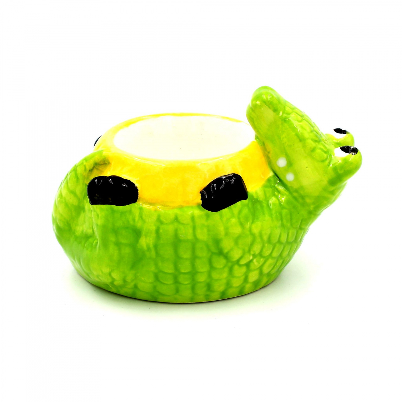 Suport ou din ceramică crocodil verde