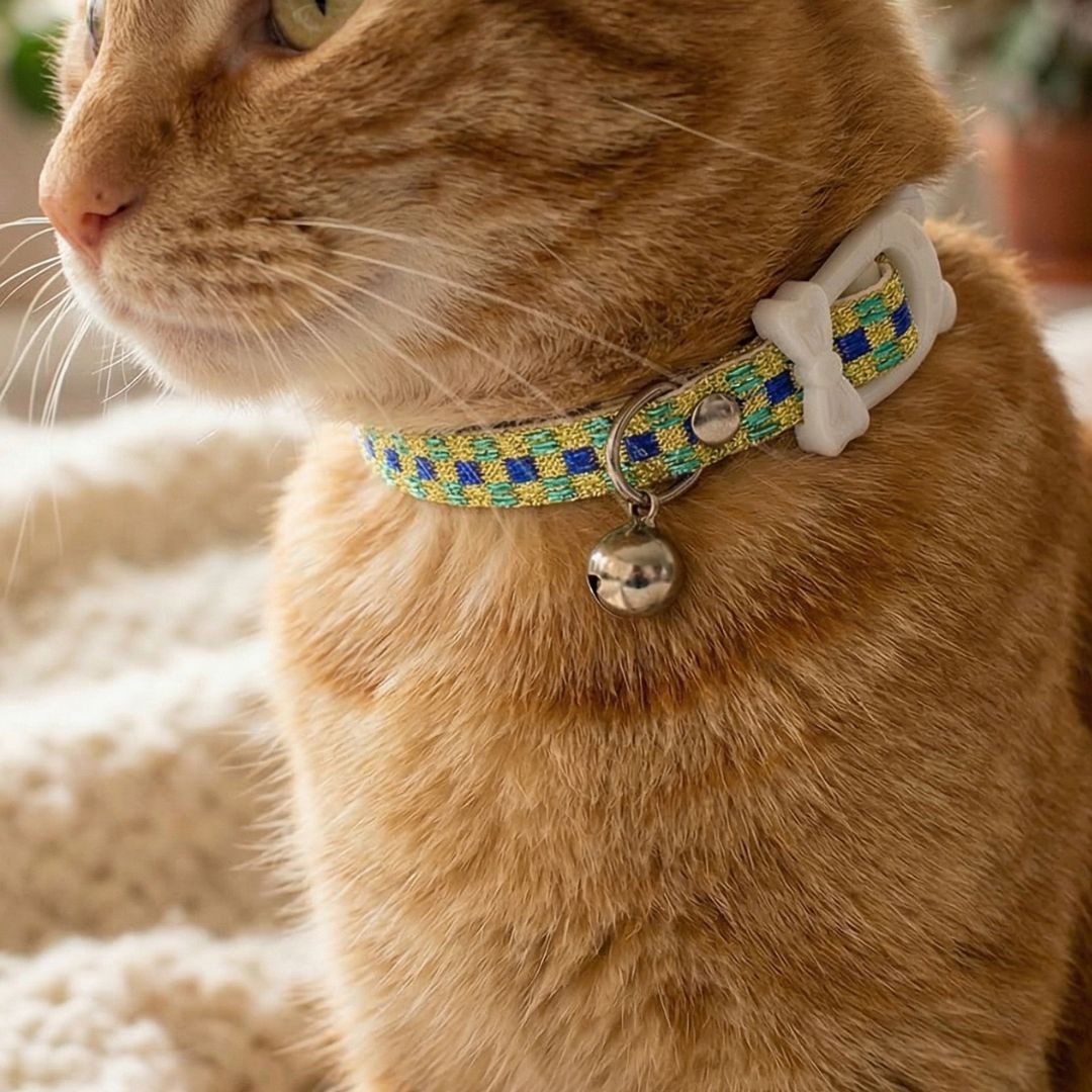 Zgardă cu clopoțel, pentru pisici, colecția Cats, 30 cm, culoarea auriu