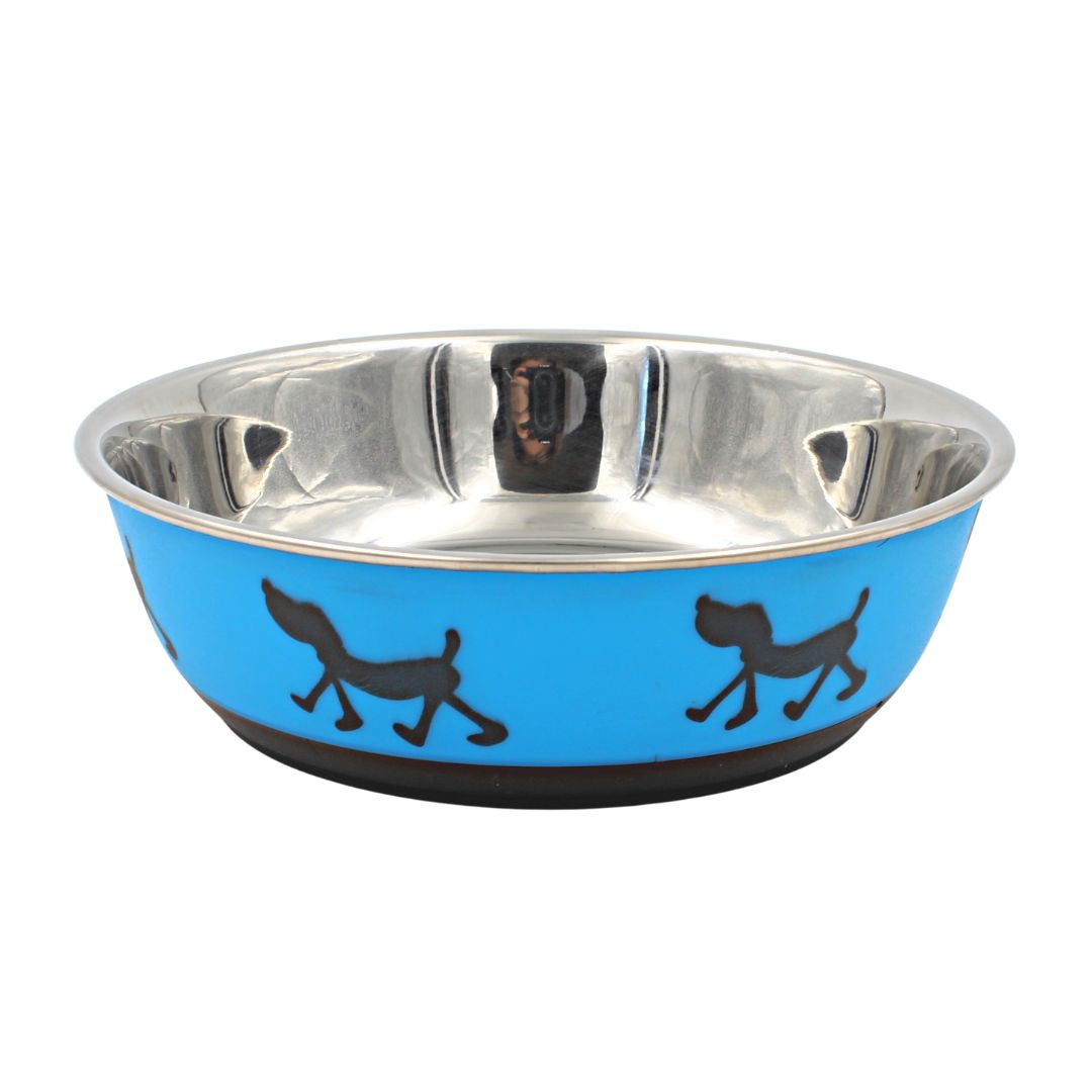 Bol albastru din inox pentru apă/hrană 17cm