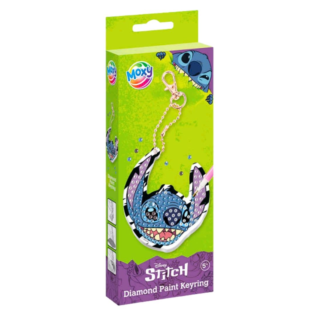 Breloc diamond painting, Stitch – set DIY cu pietricele strălucitoare, tool inclus, Moxy, 5+ ani