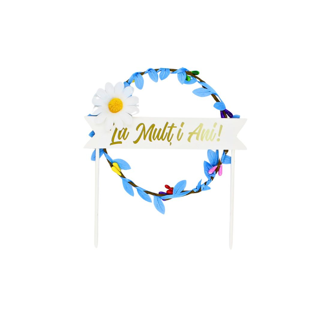 Cake Topper tort coroniță floricică albă