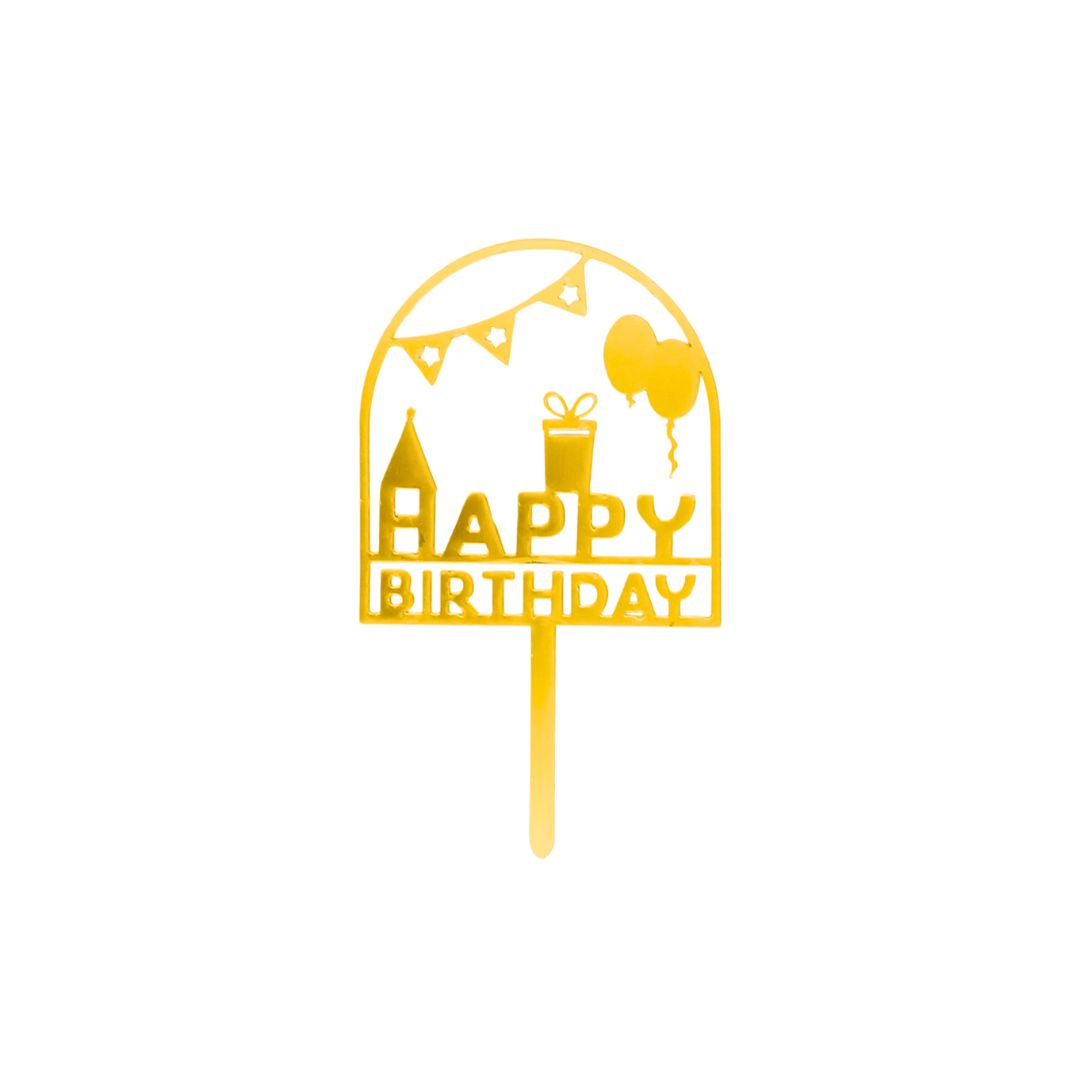 Cake Topper tort Happy Birthday party auriu