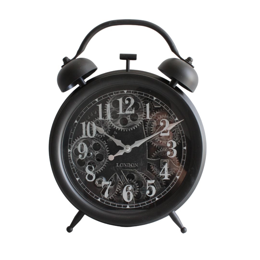 Ceas de Masă cu Mecanism Decorativ Movement, Vintage Industrial, 40x30 cm – Negru Mat