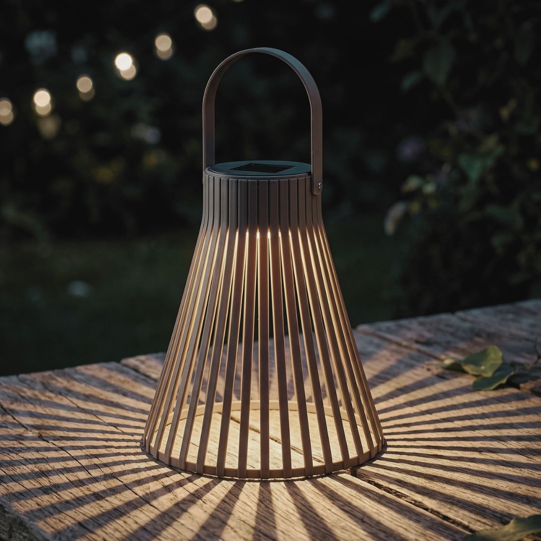 Lampă solară decorativă, H&S Collection, cu LED, cu agățătoare, 24 cm, culoare taupe