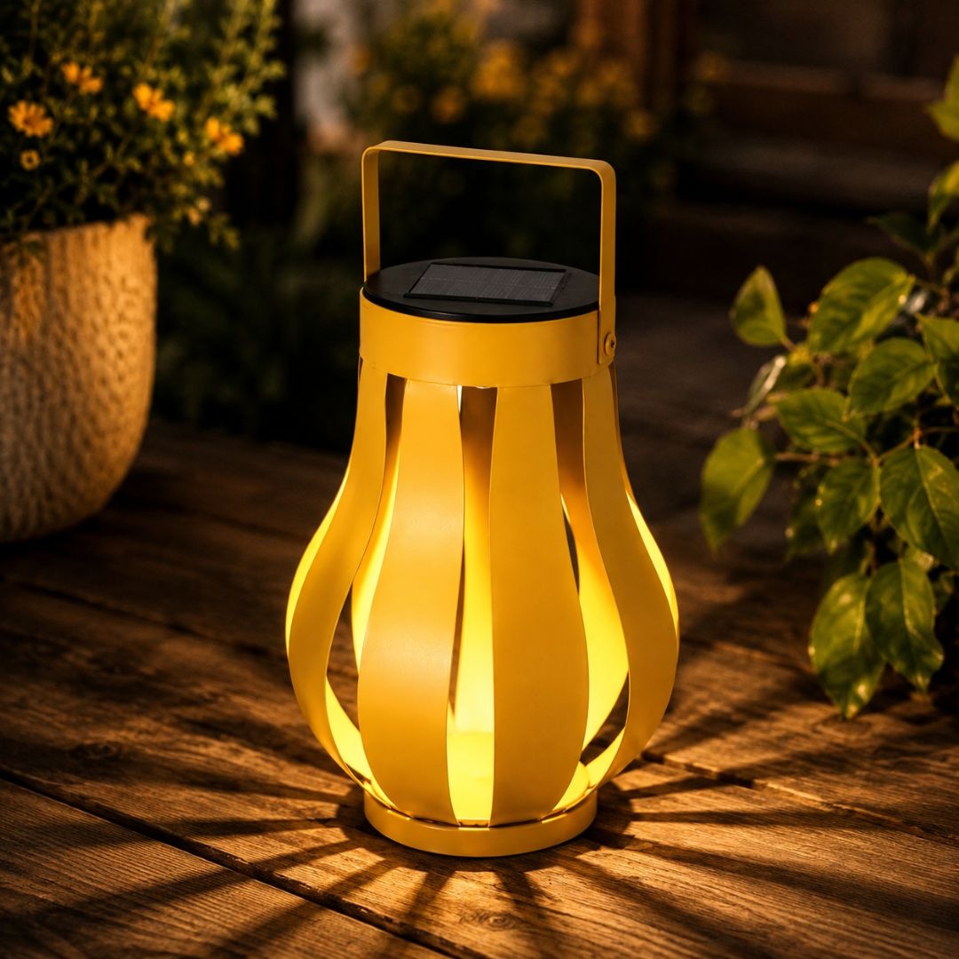 Lampă solară pentru grădină, Progarden, cu LED,15x20 cm, metalică, culoare galben