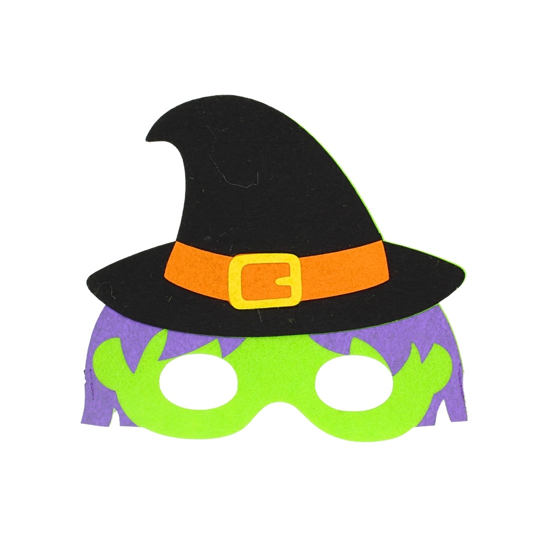 Mască de Halloween, din fetru, model vrăjitoare cu pălărie neagră, Eurowrap
