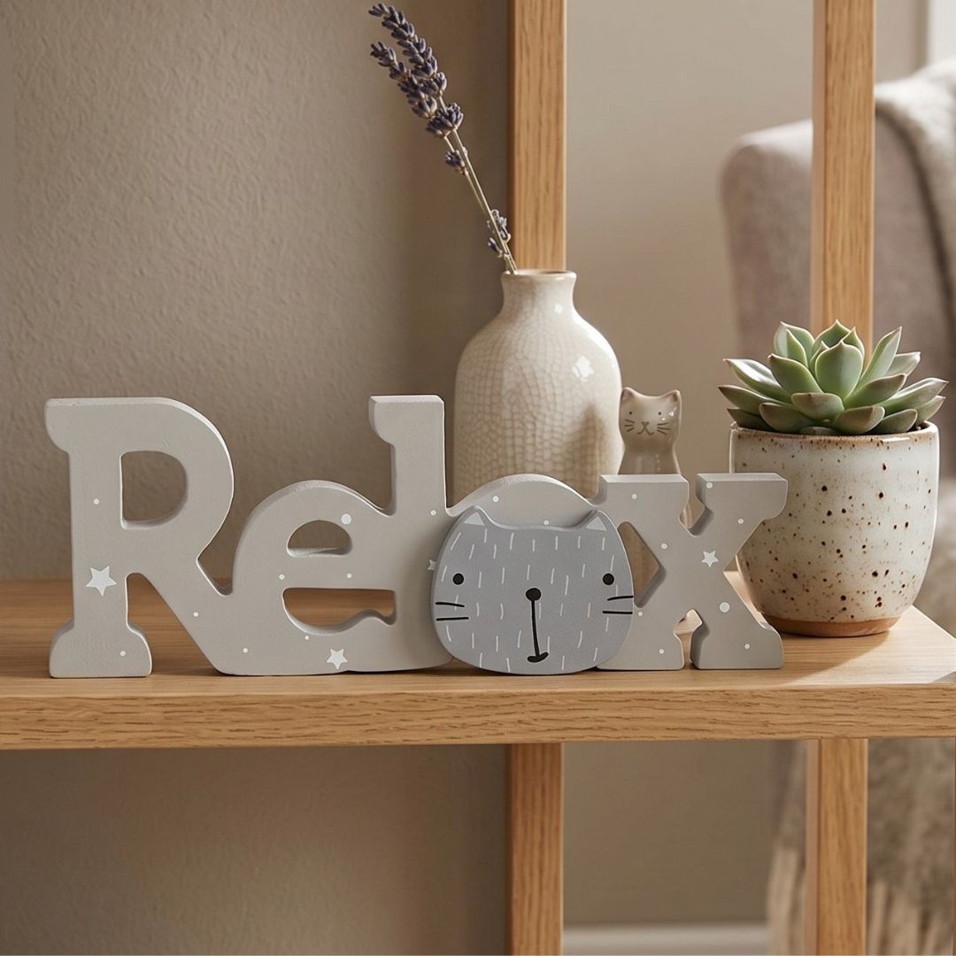 Obiect decorativ Relax din lemn 22.5x8.5 cm
