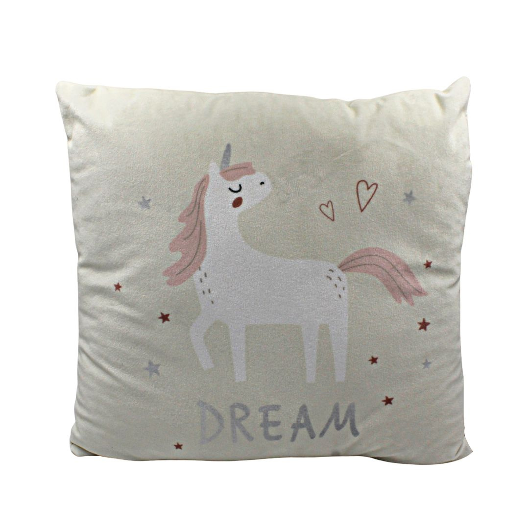 Pernuță unicorn, culoarea bej, 40x40 cm
