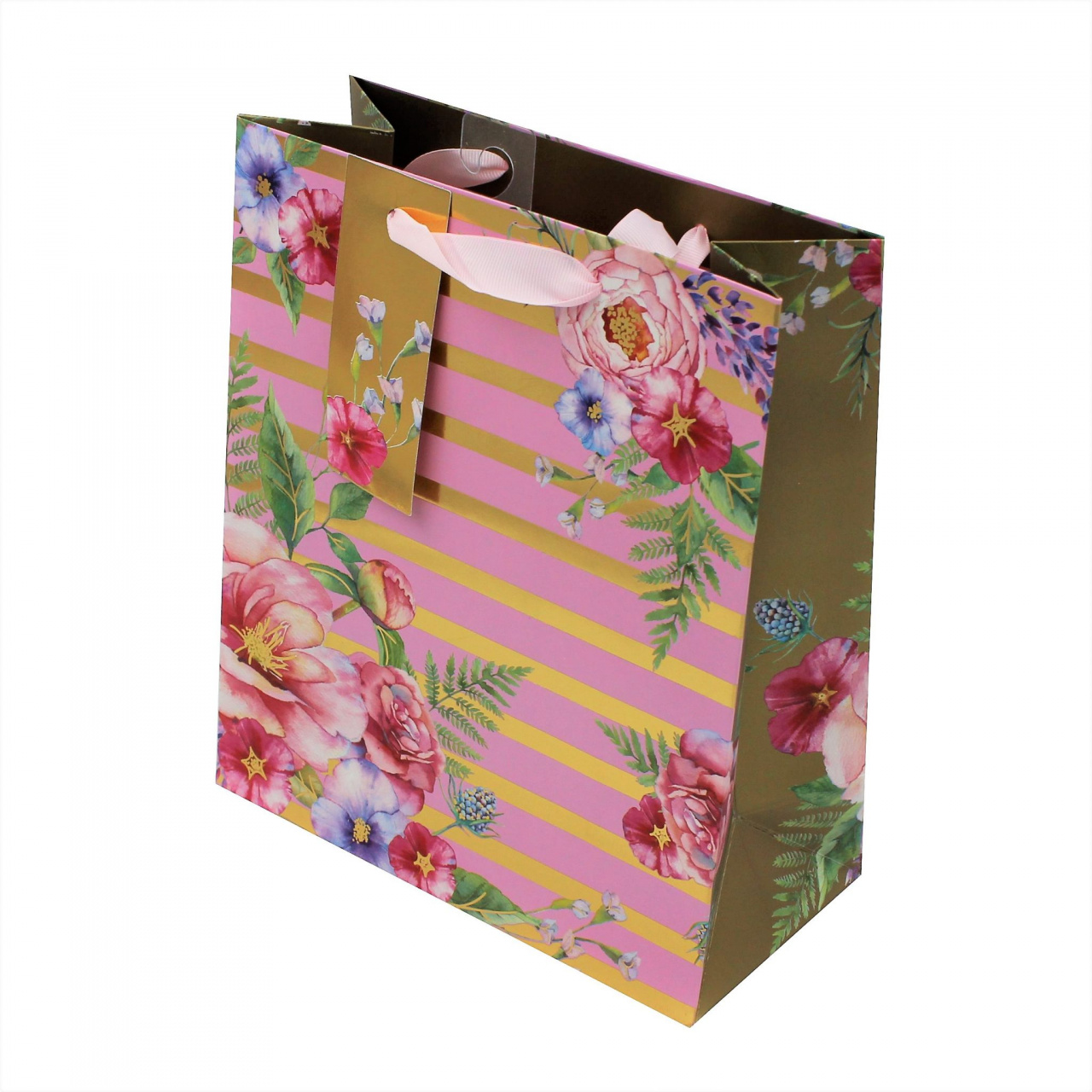 Punga hartie M Stripe Floral New