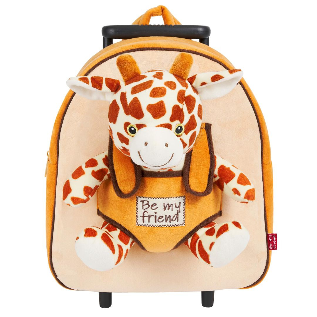 Rucsac Troller, Perletti, cu girafă, pluș detașabil, 38 cm