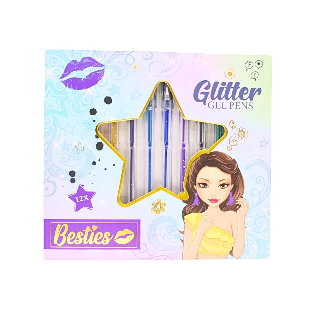 Set 12 Pixuri Glitter, Besties – Scriere Creativă cu Strălucire Unică!