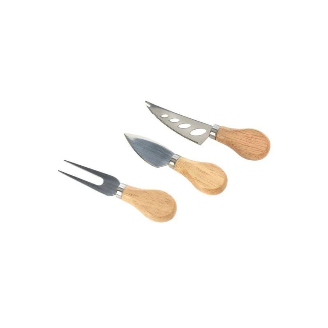 Set 3 cuțite, pentru brânză, cu mâner din bambus, Excellent Houseware