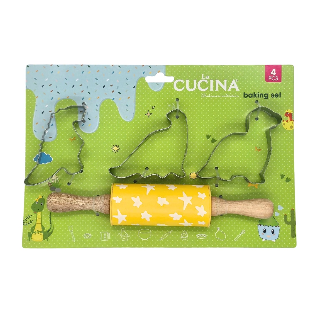 Set 3 forme cu sucitor, model dinozauri, pentru prăjituri