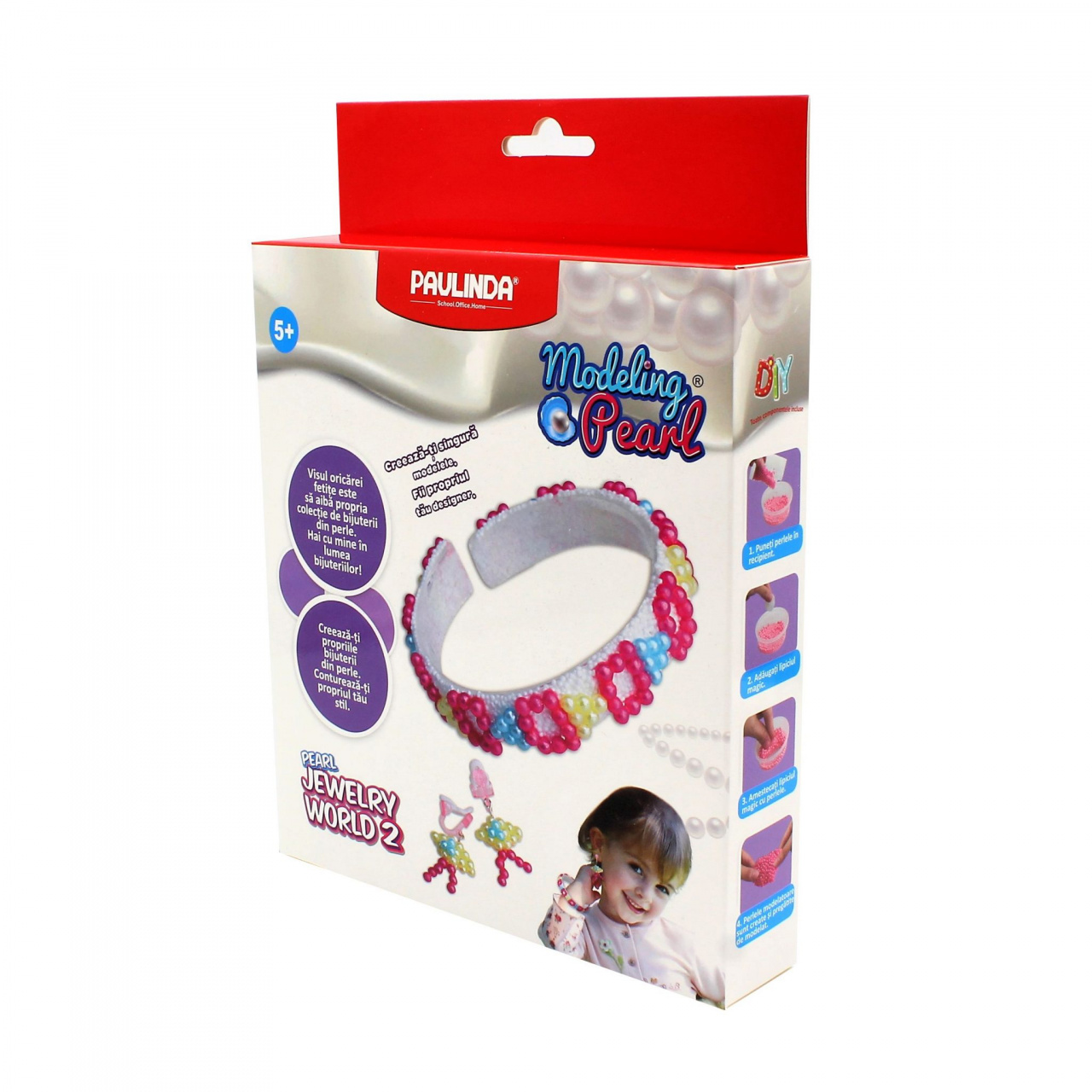 Set creativ perle bratara ciclam fete