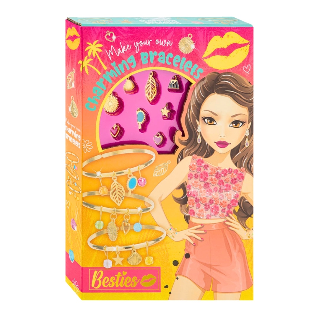 Set creativ, propriile brățări cu charm-uri, accesorii aurii, Besties, 5+ ani