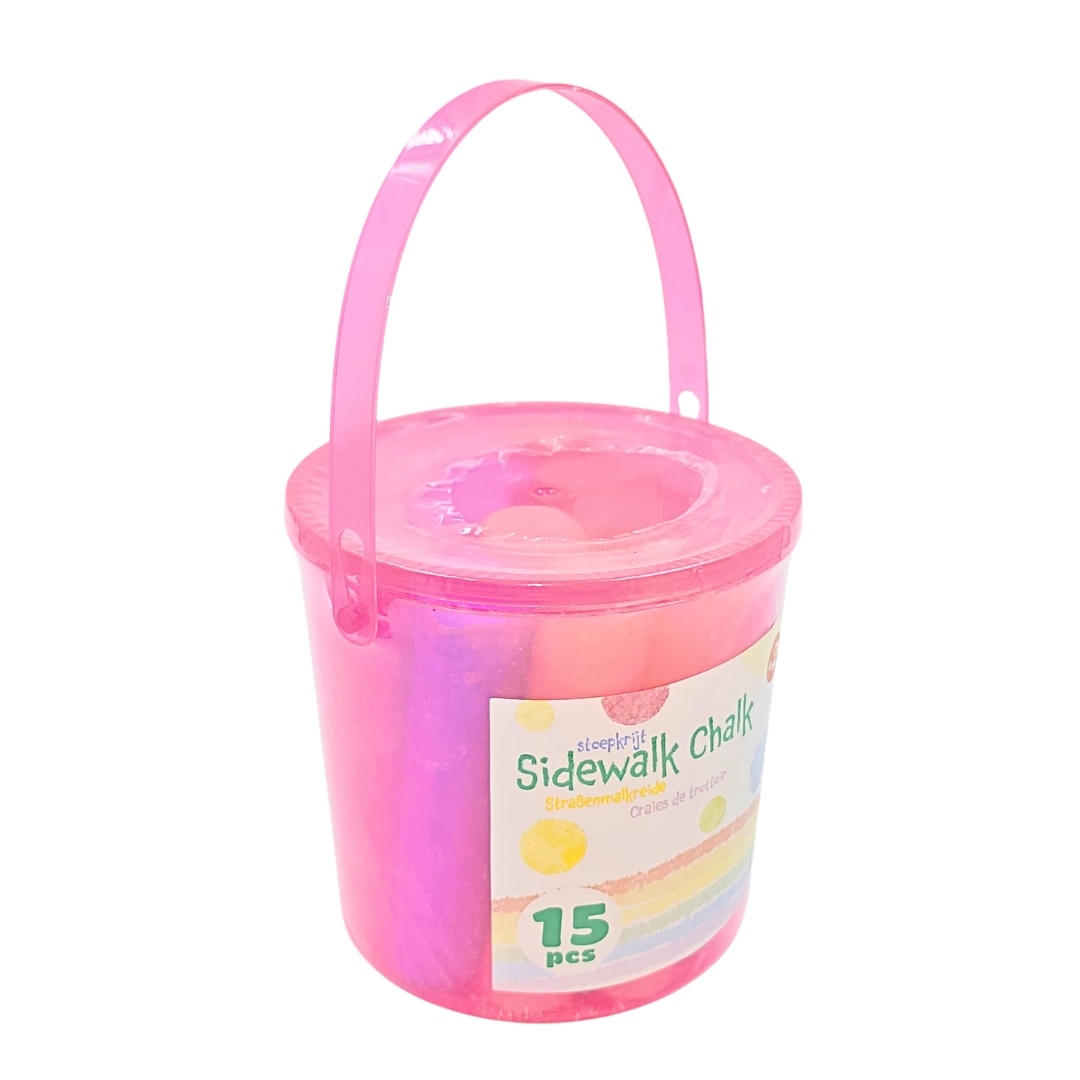 Set cretă, pentru asfalt, în găletușă roz, 15 buc