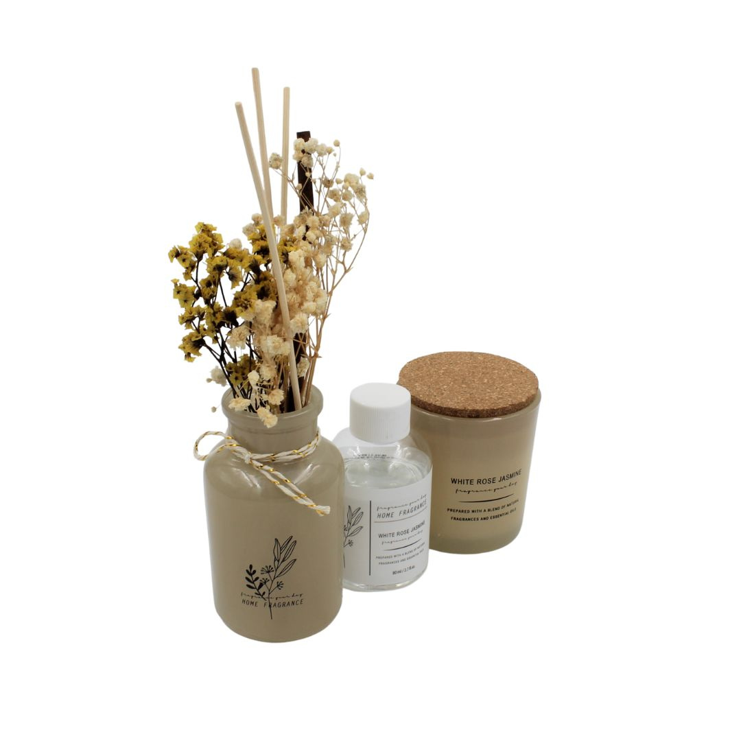 Set odorizant cameră și lumânare White rose jasmine