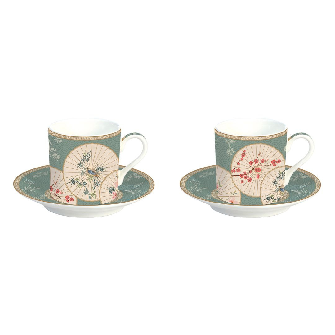 Set porțelan 2 căni 75ml și farfurii Oriental Dreams
