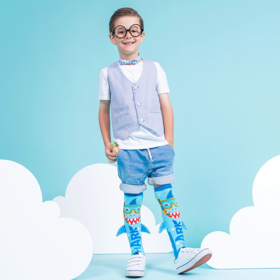 Șosete lungi colorate Madmia pentru băieți Shark 3-5 ani