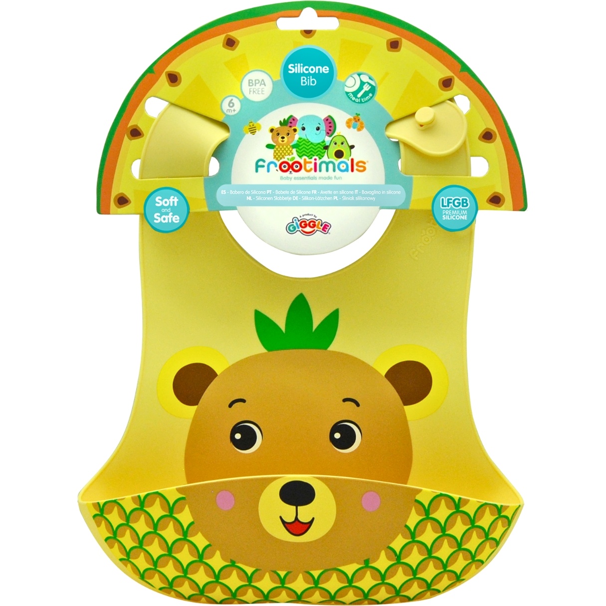 Bavetă silicon, Frootimals, model Bubba Tropibear