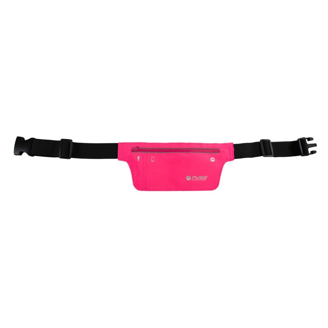 Borsetă sport pentru telefon Pure 2 Improve – Neopren roz neon, fermoar impermeabil, bandă reglabilă, design reflectorizant