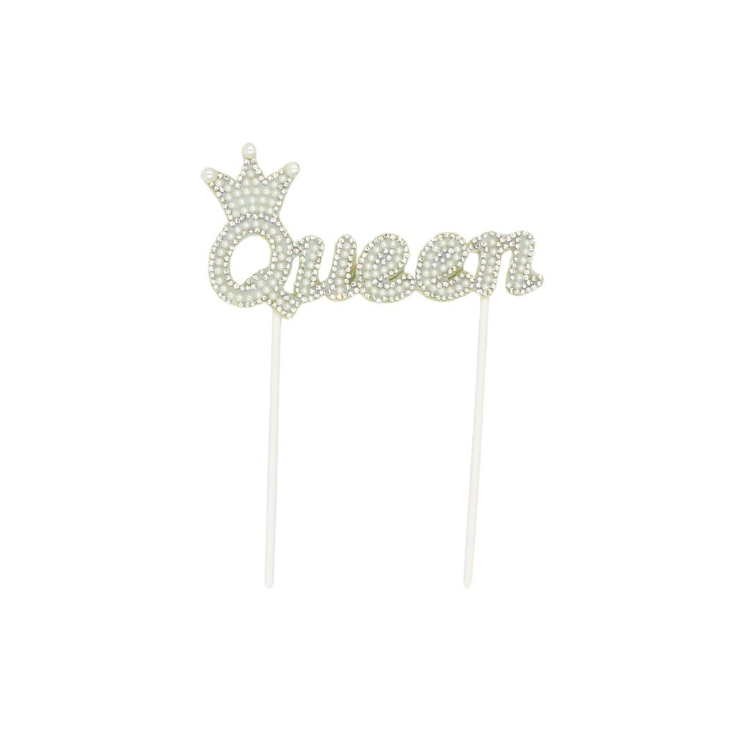 Cake Topper tort Queen perle argintii