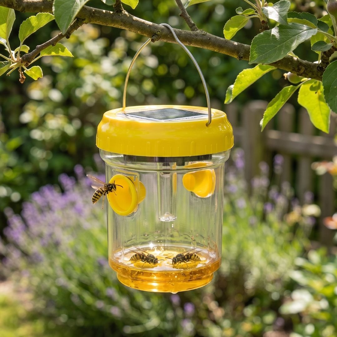 Capcană solară pentru insecte, cu LED, 7x9 cm, culoare galben