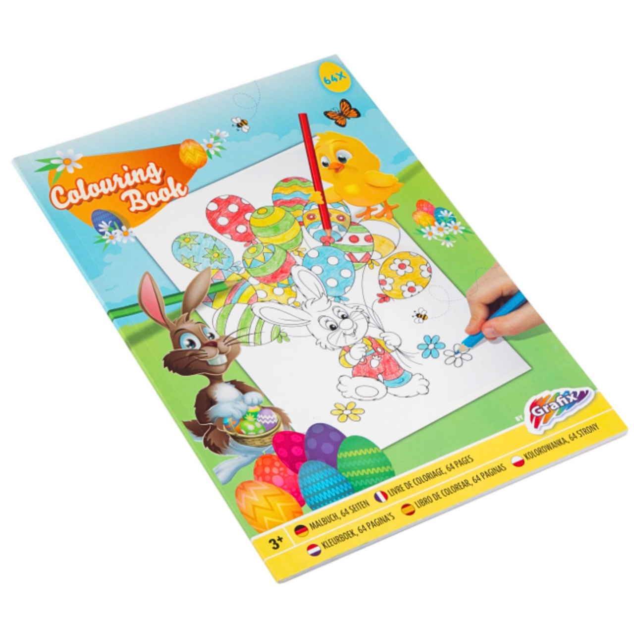Carte de Colorat – 64 planșe cu tematică de Paște, iepurași și ouă decorative