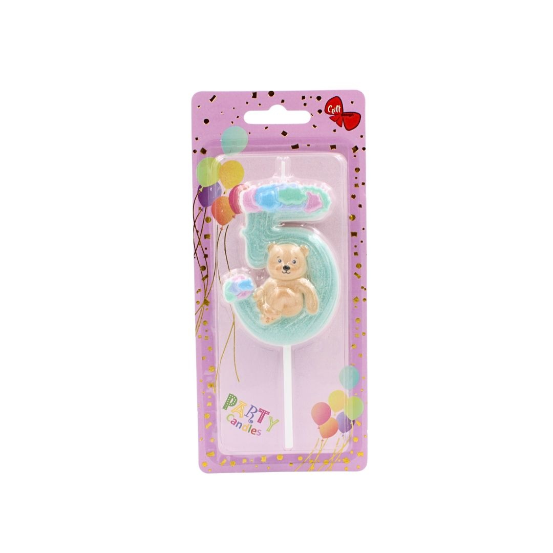 Lumânare aniversară, pentru copii, cifra 5, Giftdesign, 8 cm