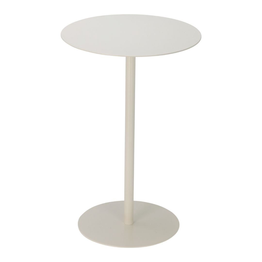 Masă laterală rotundă, alb, din metal, H&S Collection, 35xH53 cm – Design Minimalist