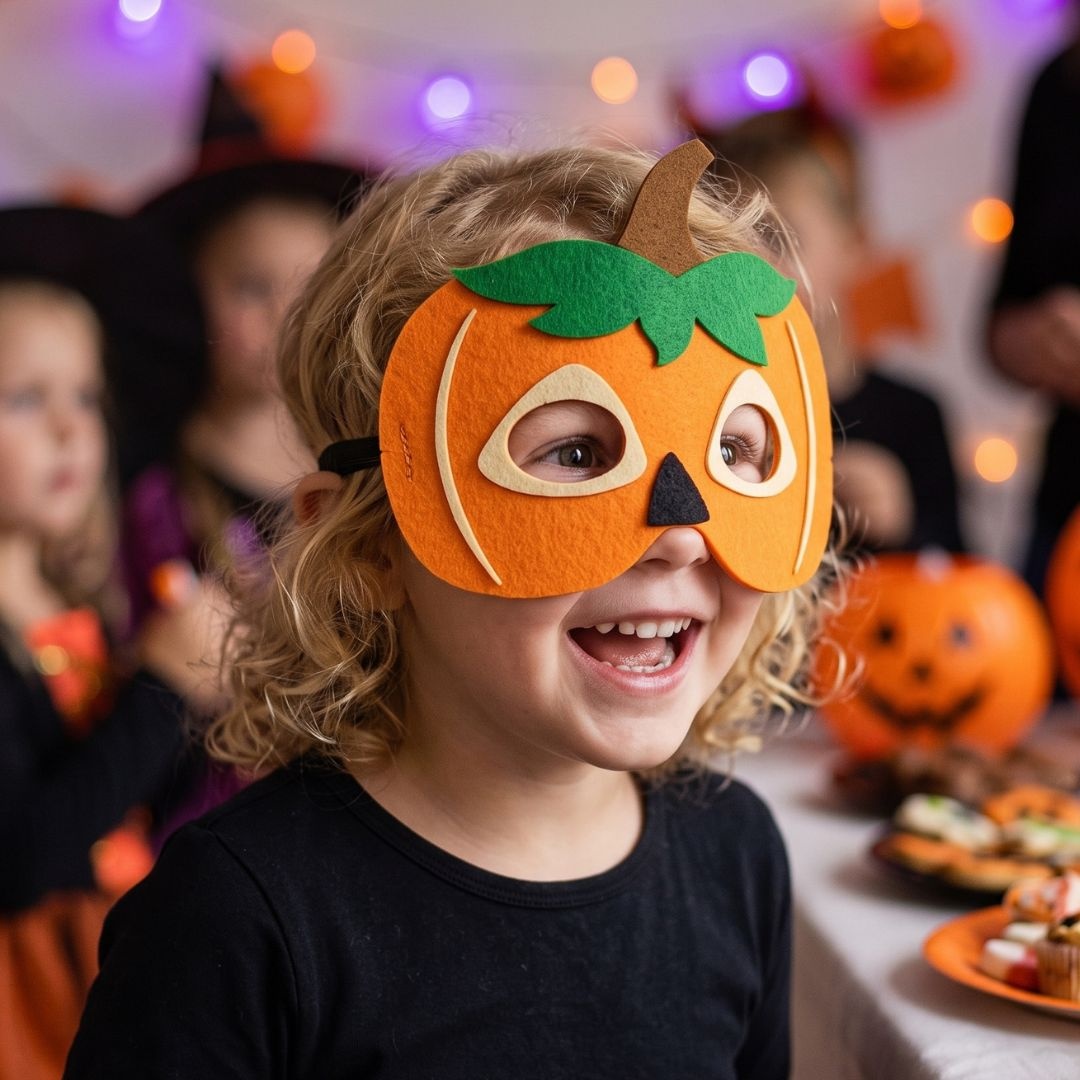 Mască de Halloween, din fetru, model față de dovleac, Eurowrap